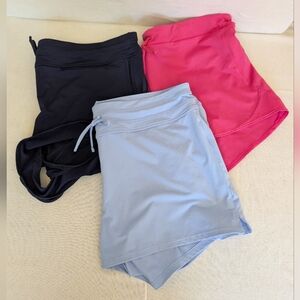 Athleta Womens Large Athletic Shorts Blue Pink Activewear Workout Sportswear